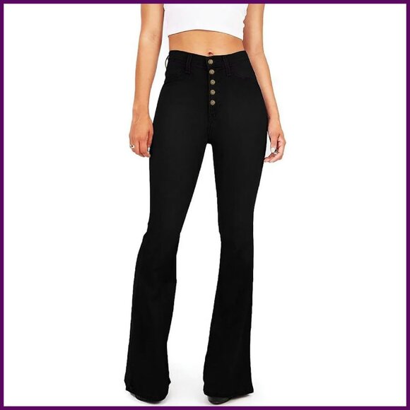 High Waist Bell Bottom Flare Jeans Stretch Denim Bootcut Women's